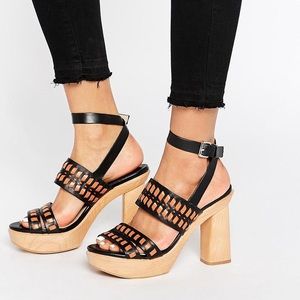 Mango Leather Wooden Sandals NWOT